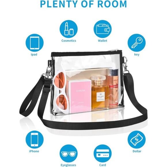 Clear Purse Stadium Approved, Clear Bag with Removable Straps, Coin - Picture 4 of 7